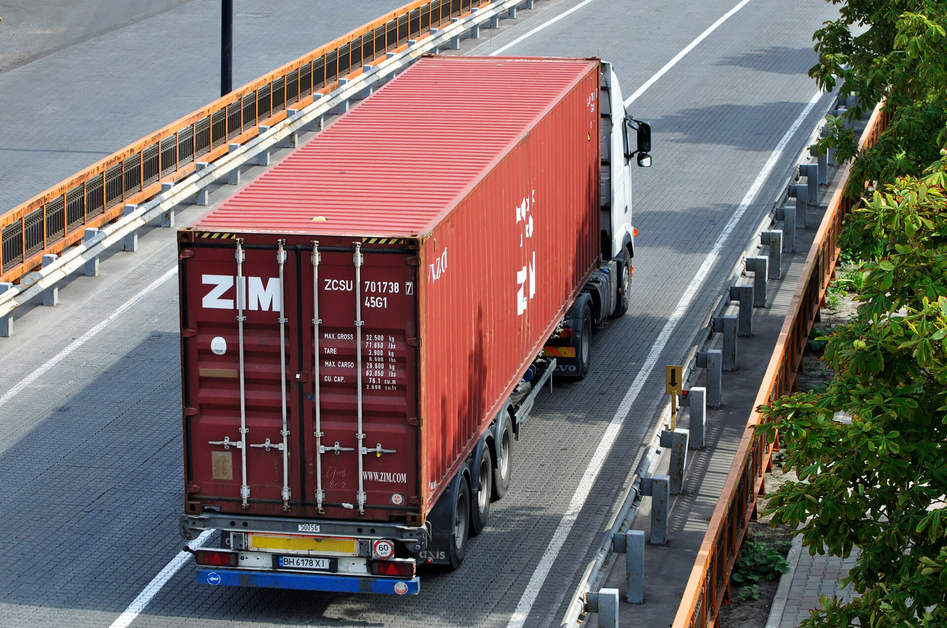 Transportation of ZIM sea container